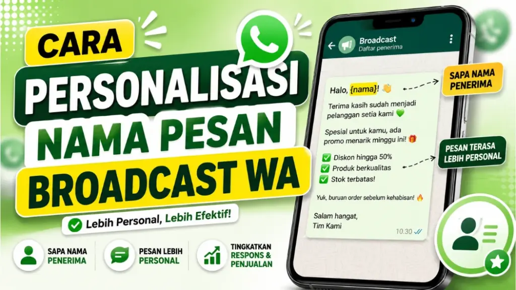 cara personalisasi nama pesan broadcast wa